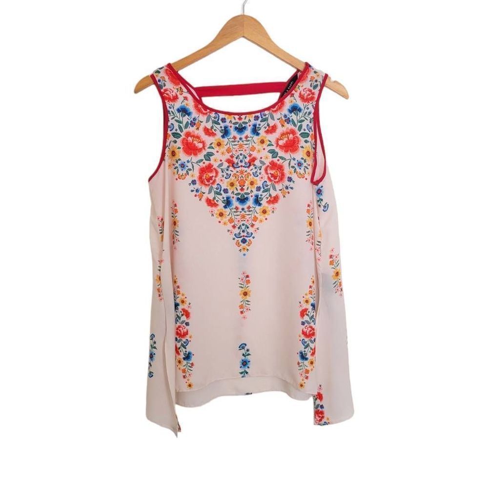 Zac & Rachel Floral Sheer Tank Blouse